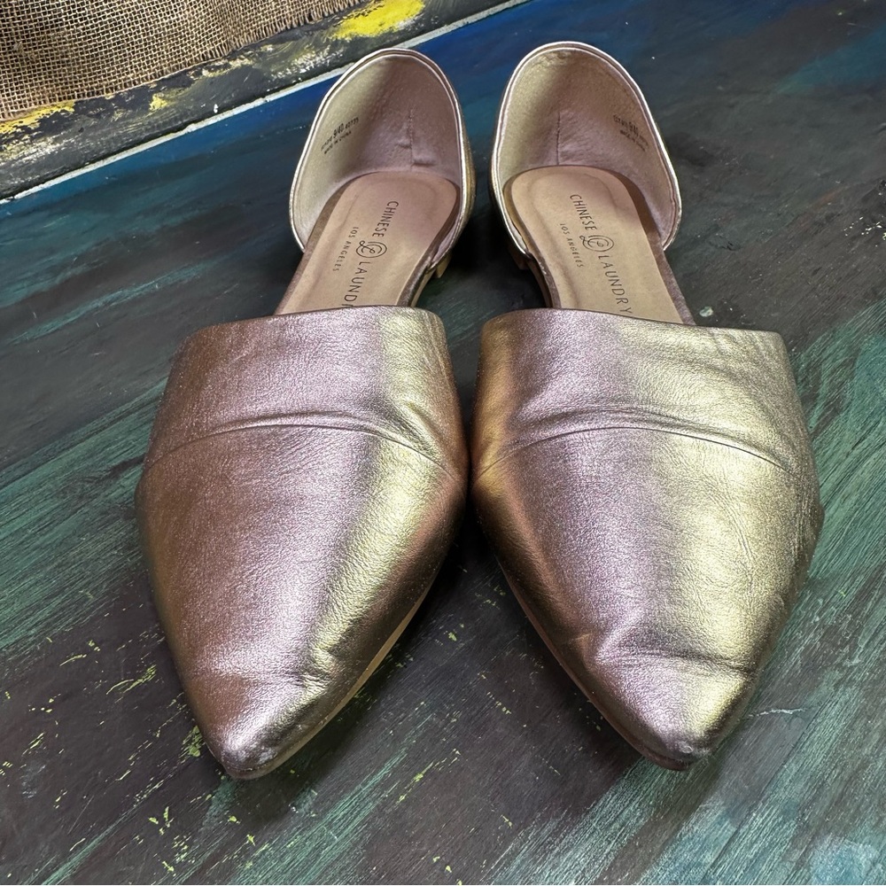Chinese Laundry‎  rose  gold pointed toe slip on ballet flats shoes size 9 - Picture 2 of 10